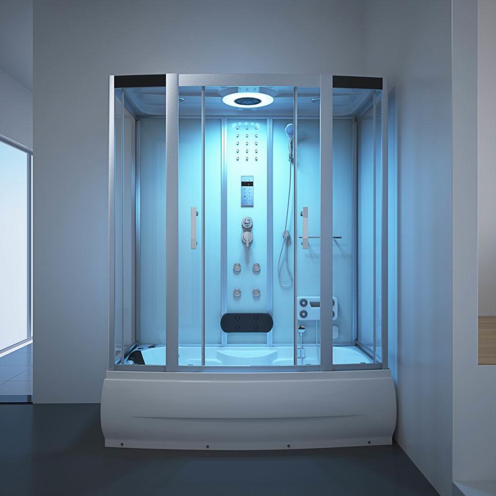 corner sauna wet steam cabin box with massage tub RL-D16(W)