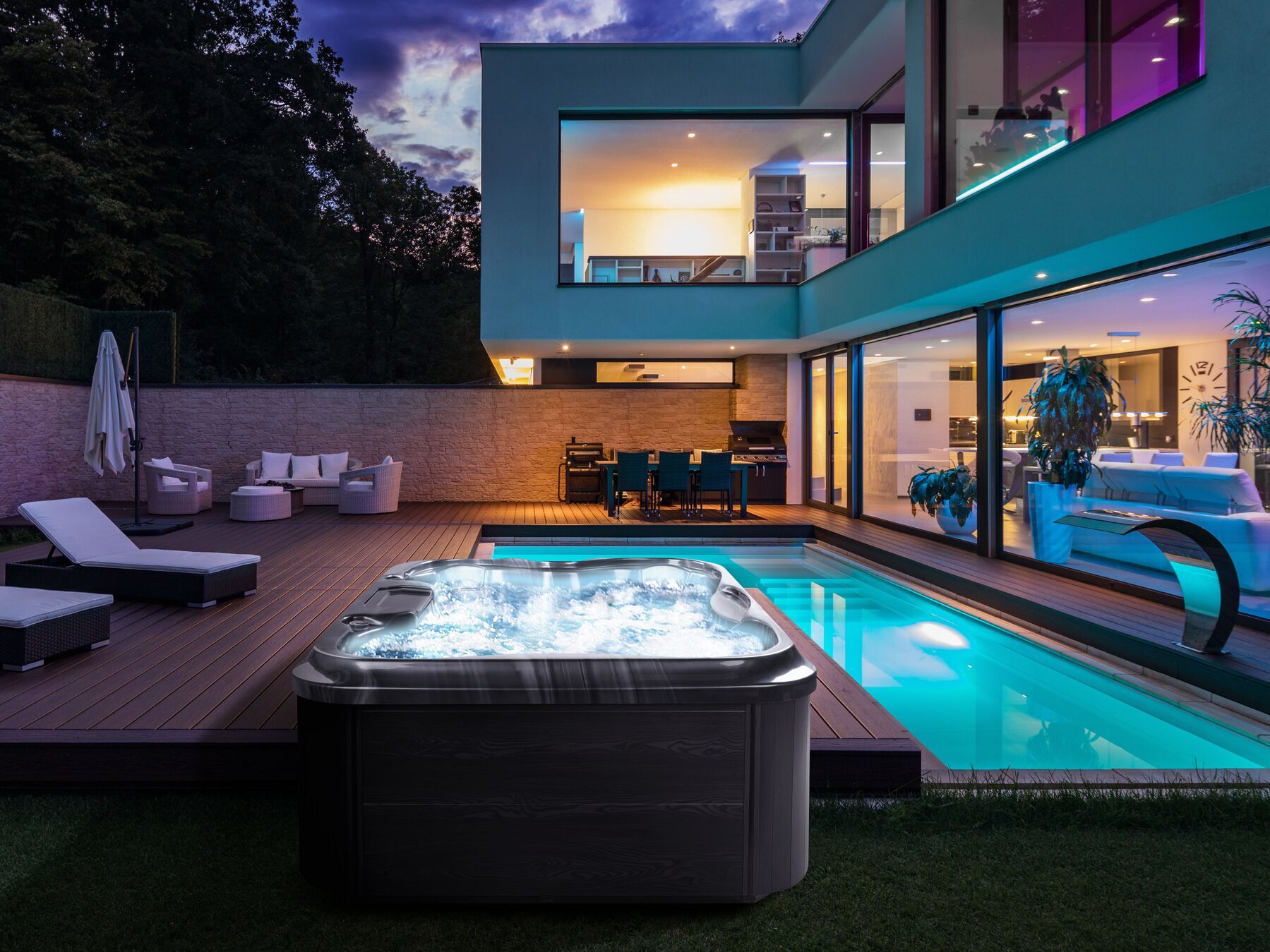  RL-J455 Modern Design 4 Person Capacity Outdoor Massage Whirlpool Spa 215 x 180 x 75 cm Hot Tub Acrylic Pool Villas